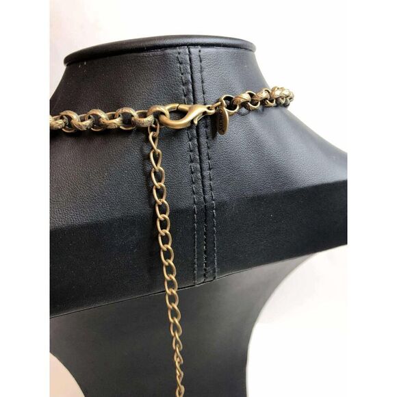 1953 CHICO'S gold tone faux amber statement drop necklace 16-20" - Picture 2 of 3